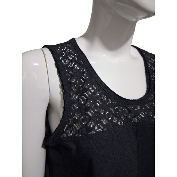 PrAna Women's size Medium Cassi Lace Tank Heather Jersey knit Grungecore Casual - Picture 5 of 11